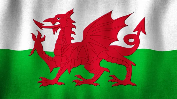 Σημαία Ουαλίας Κυματίζει Στον Άνεμο Κλείσιμο Ρεαλιστικής Ουαλικής Σημαίας Εξαιρετικά — Φωτογραφία Αρχείου