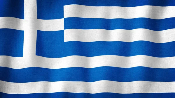 Grecia Ondea Bandera Con Viento Cierre Bandera Griega Realista Con —  Fotos de Stock