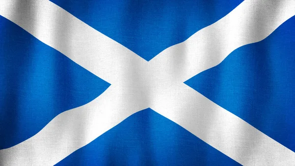 Scotland Flag Waving Wind Closeup Realistic Scottish Flag Highly Detailed — Stock Photo, Image