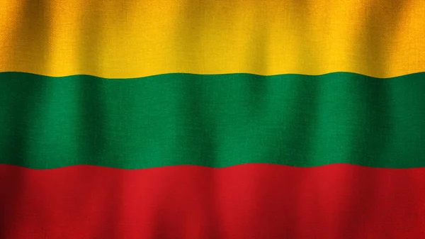 리투아니아의 국기가 바람에 흔들리고 있습니다 고도로 텍스처를 현실적 리투아니아 국기의 — 스톡 사진