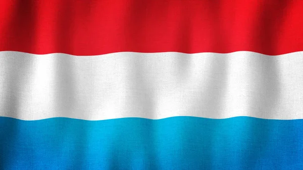 Bandera Luxemburguesa Ondea Viento Cierre Bandera Realista Con Textura Tejido —  Fotos de Stock