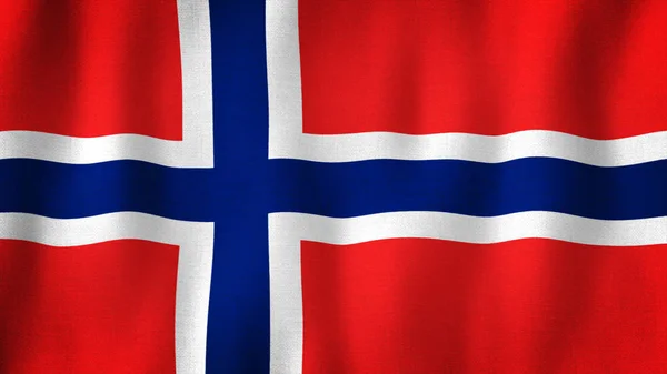 Norway Flag Waving Wind Closeup Realistic Norwegian Flag Highly Detailed — Stock Photo, Image