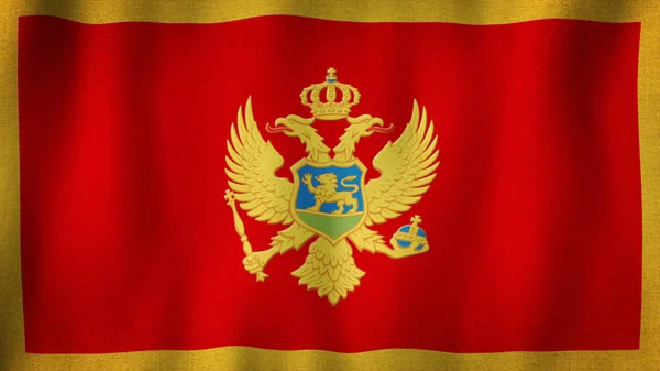 Flaga Czarnogóry Macha Wietrze Zbliżenie Realistycznej Flagi Czarnogóry Bardzo Szczegółowej — Zdjęcie stockowe