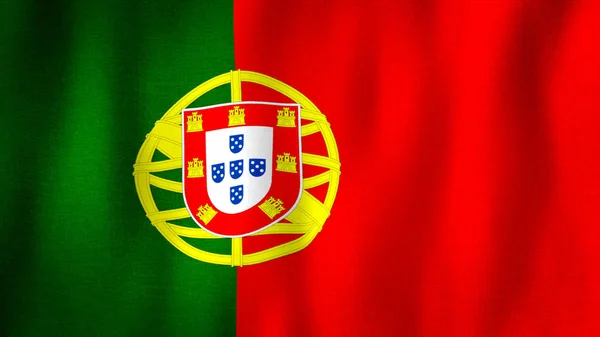 Portugal Bandeira Acenando Vento Encerramento Bandeira Portuguesa Realista Com Textura — Fotografia de Stock