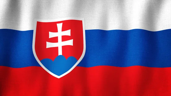 Slovakia Flag Waving Wind Closeup Realistic Slovakian Flag Highly Detailed — Stock Photo, Image