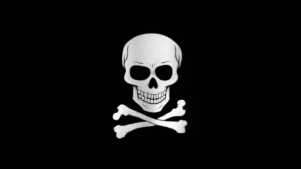 Jolly Roger Flag Waving Wind Closeup Realistic Pirate Flag Highly — Stock Photo, Image