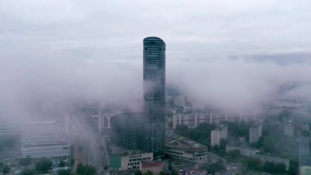 Wroclaw Polonia Junio 2020 Vista Aérea Desde Alto Del Rascacielos — Vídeo de stock