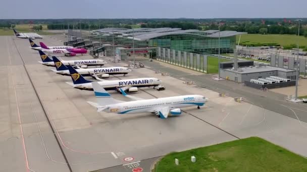 Wroclaw Pologne Juin 2020 Vue Aérienne Aéroport Wroclaw Gros Plan — Video