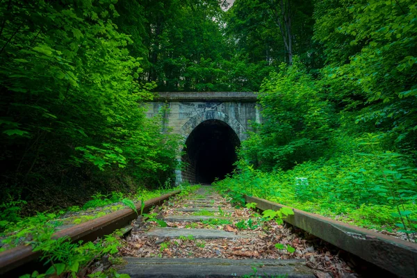 Túnel Ferroviário Histórico Sob Montanha Antiga Construção Engenharia Alemã Atualmente Fotografias De Stock Royalty-Free
