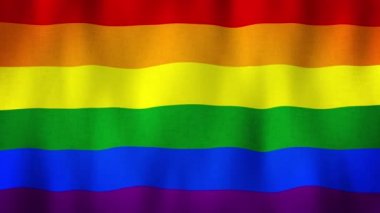 LGBT Gururlu Gökkuşağı bayrağı rüzgarda dalgalanıyor. Lezbiyen Gey Biseksüel Transseksüel. 4k 'lık gerçekçi LGBT bayrağıyla yakın çekim, oldukça detaylı kumaş dokusuyla. Gökkuşağı aşk konsepti. İnsan hakları ve hoşgörü