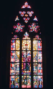 St John Baptist Katedrali Katolik Katedrali Wroclaw Tumsky Adası üzerinde vitray pencere