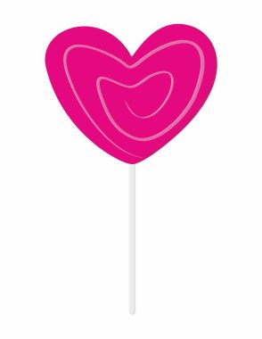 Bir kalp şeklinde şeker pembe lolipop karamel