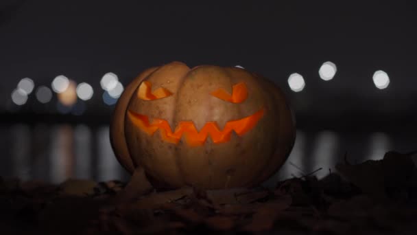 Calabaza Lámpara Jack Para Halloween Todos Los Santos Día — Vídeo de stock