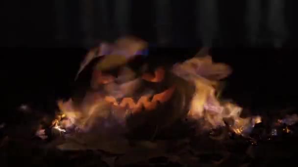 Abóbora Lâmpada Jack Para Halloween Todos Santos Dia — Vídeo de Stock