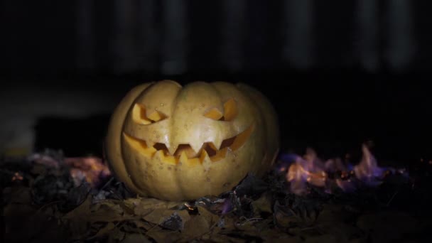 Abóbora Lâmpada Jack Para Halloween Todos Santos Dia — Vídeo de Stock