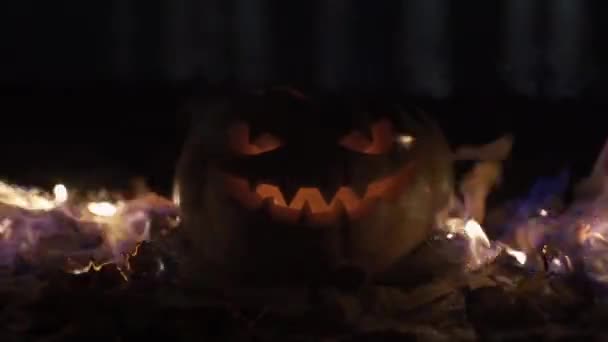 Pompoen Lamp Jack Voor Halloween Alle Heiligen Dag — Stockvideo