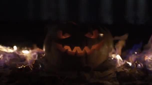 Calabaza Lámpara Jack Para Halloween Todos Los Santos Día — Vídeo de stock