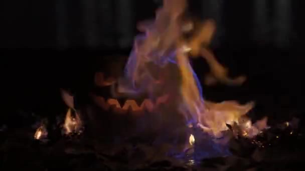 Calabaza Lámpara Jack Para Halloween Todos Los Santos Día — Vídeo de stock