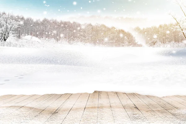 winter wood background and banner