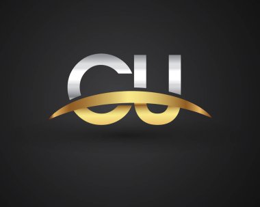 Cu harfler ilk logo kimlik illüstrasyon