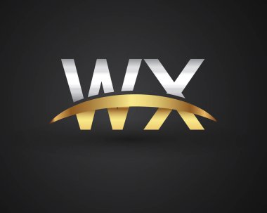 WX harfler ilk logo kimlik illüstrasyon