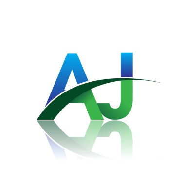 mavi ve yeşil vektör logo harfleri aj ile