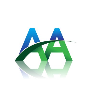 mavi ve yeşil vektör logo ile aa mektuplar