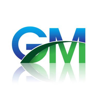 mavi ve yeşil harfler gm vektör çizim