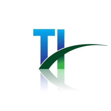 mavi ve yeşil harfler ti vektör çizim