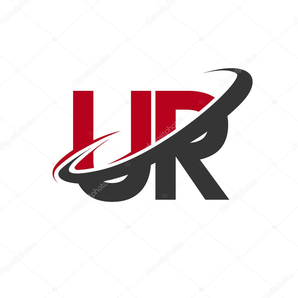 Simple vector illustration of red and black alphabet letters ur
