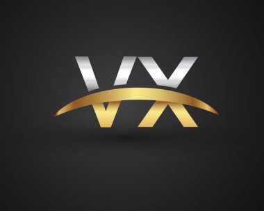 VX harfler ilk logo kimlik illüstrasyon