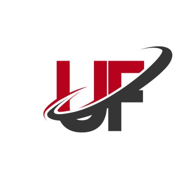 Kırmızı ve siyah alfabesi harfleri uf basit vektör çizim