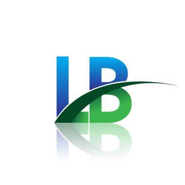 mavi ve yeşil harfler lb vektör çizim