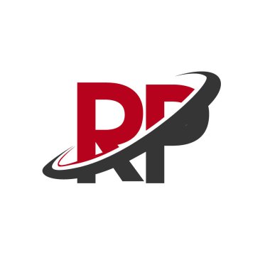 Kırmızı ve siyah alfabesi harfleri rp basit grafik vektör çizim