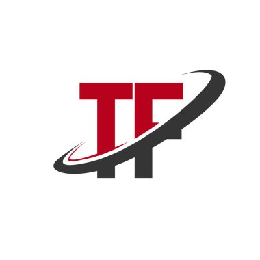 Kırmızı ve siyah alfabesi harfleri tf basit vektör çizim