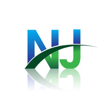 mavi ve yeşil vektör çizim harf nj