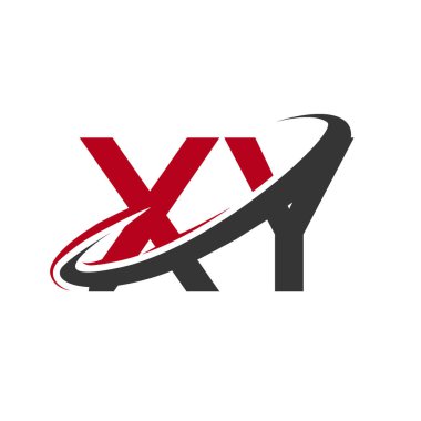 Kırmızı ve siyah harfler xy vektör çizim