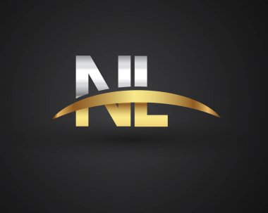 NL harfler ilk logo kimlik illüstrasyon