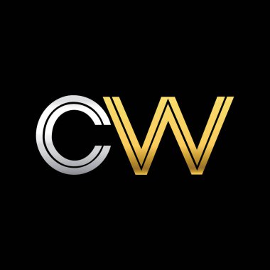 CW harfler ilk logo kimlik illüstrasyon
