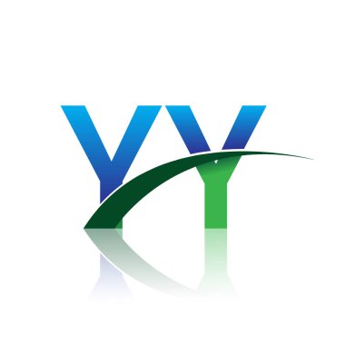 mavi ve yeşil harfler yy vektör çizim