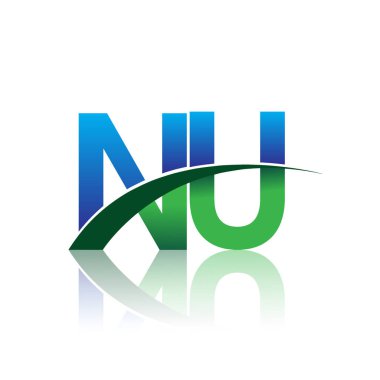 mavi ve yeşil harfler nu vektör çizim