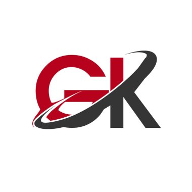 Kırmızı ve siyah harfler gk vektör çizim