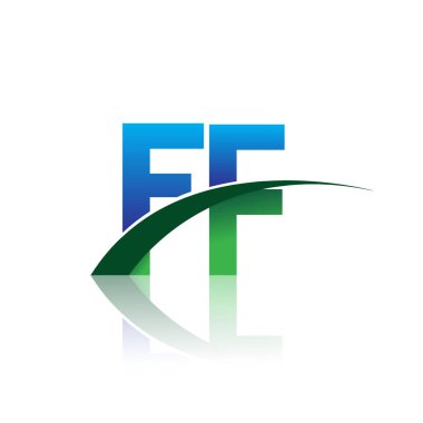 mavi ve yeşil harfler ff vektör çizim