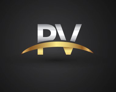 PV harfler ilk logo kimlik illüstrasyon