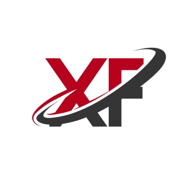 Kırmızı ve siyah harfler xf vektör çizim