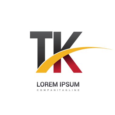 kırmızı, sarı siyah harflerle tk vektör çizim