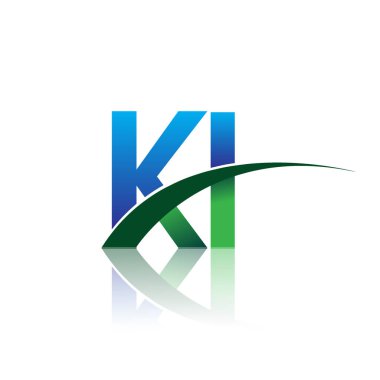 mavi ve yeşil harfler ki vektör çizim