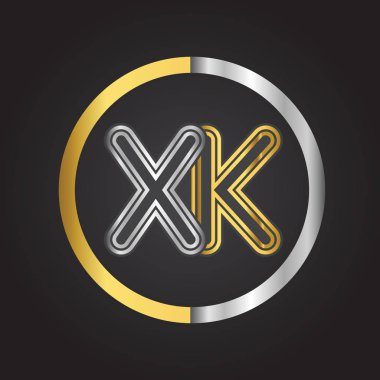 Gümüş altın harfler xk ile vektör çizim