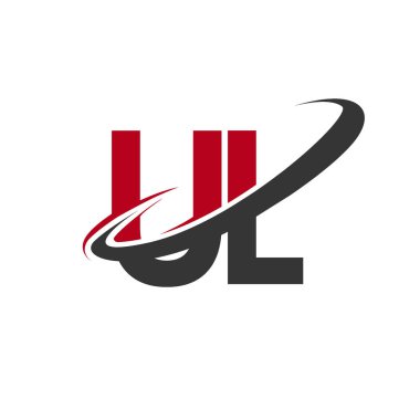 Kırmızı ve siyah alfabesi harfleri ul basit vektör çizim