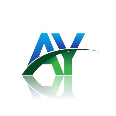 harf ay ile mavi ve yeşil vektör logo